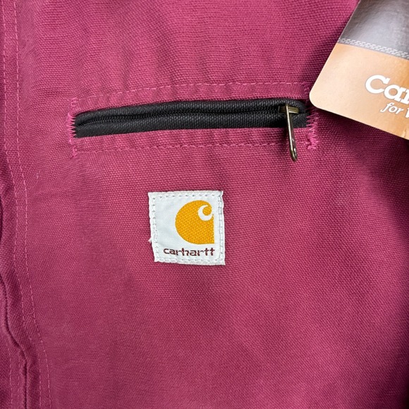 Carhartt Detroit Jacket Sherpa Lined Womens Small WJ097 RBY Raspberry NWT NOS - Picture 9 of 13